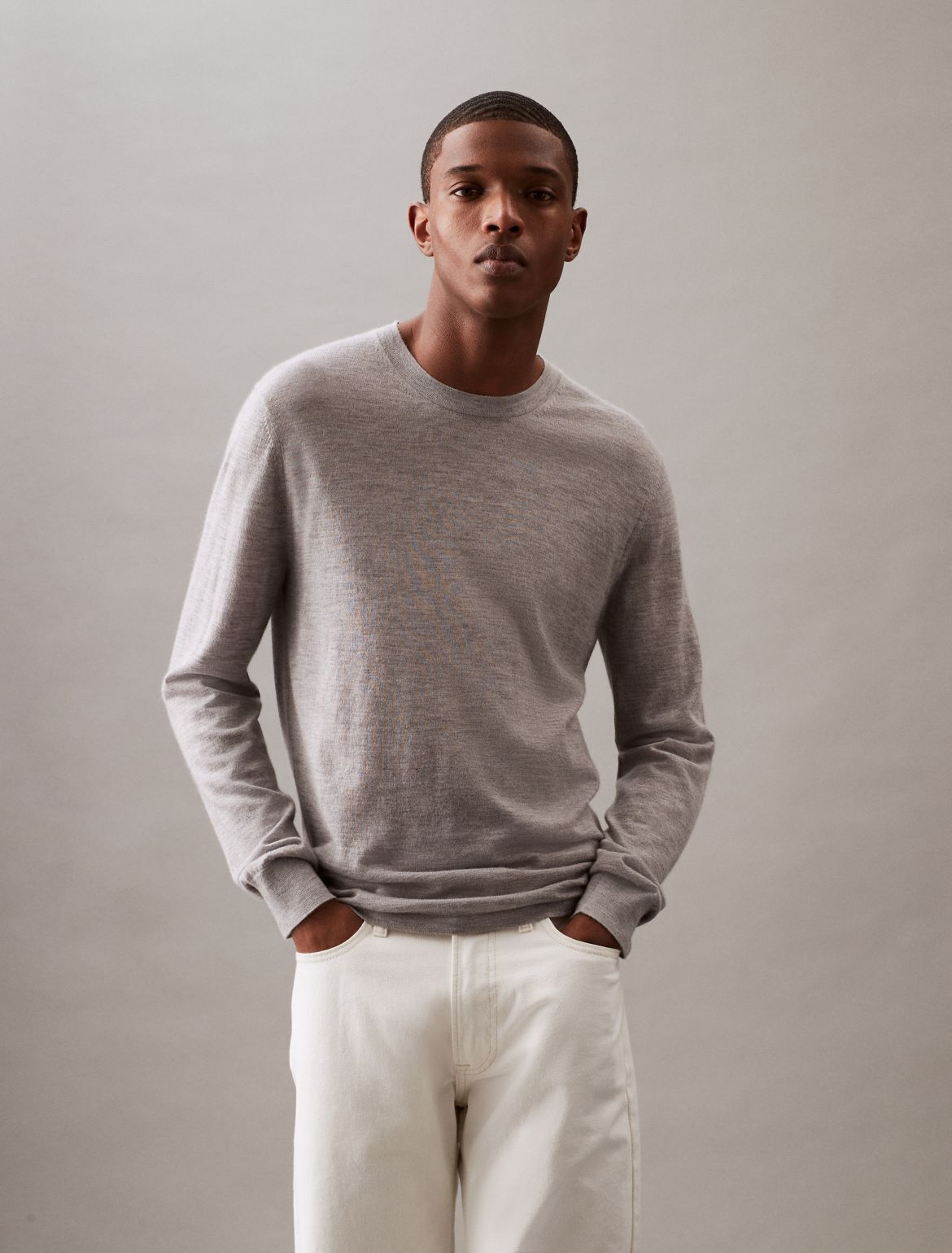 Calvin Klein Men's Cashmere Crewneck Sweater - Grey - XL