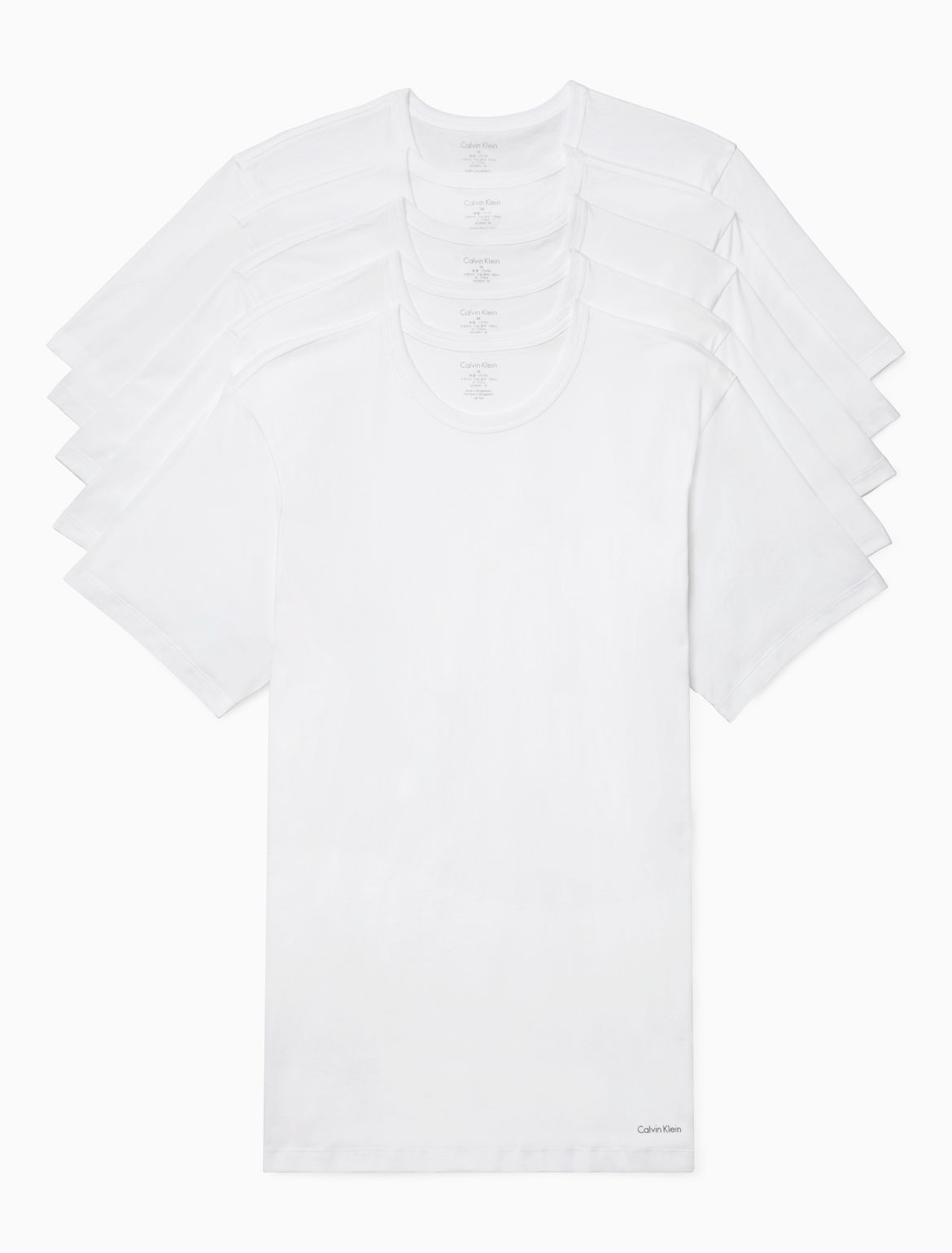 Calvin Klein Men's Cotton Slim Fit 5-Pack Crewneck T-Shirt - White - XL
