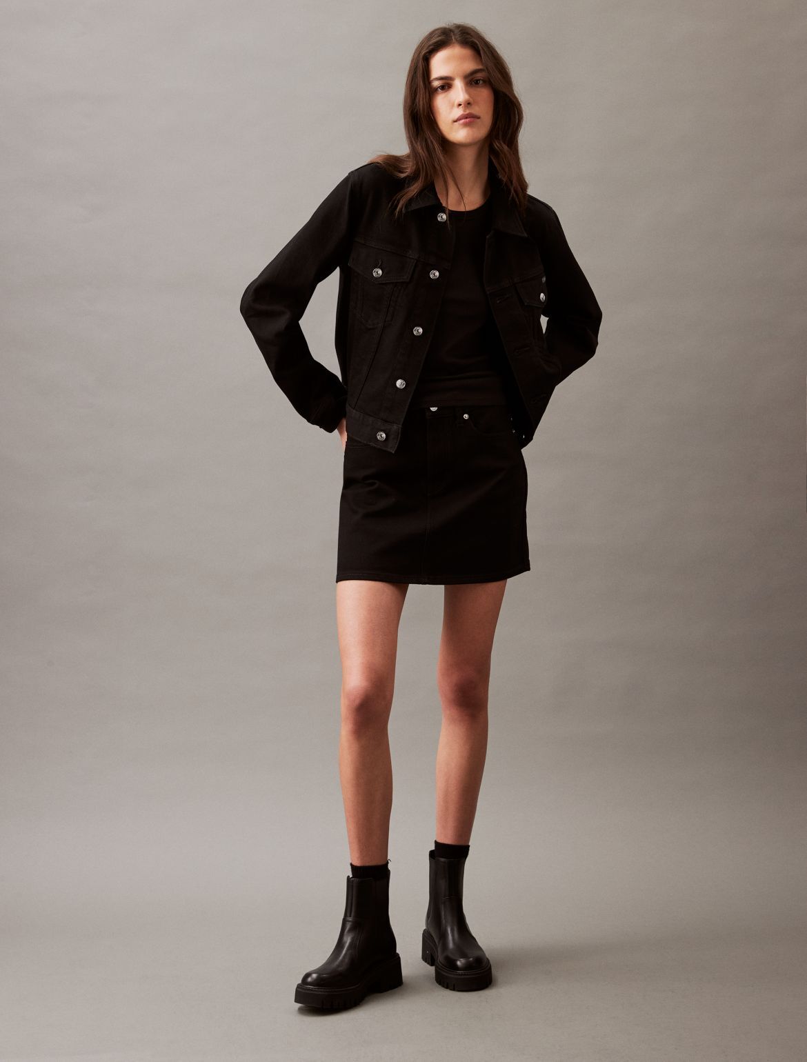 Calvin Klein Women's Denim Mini Skirt - Black - 28