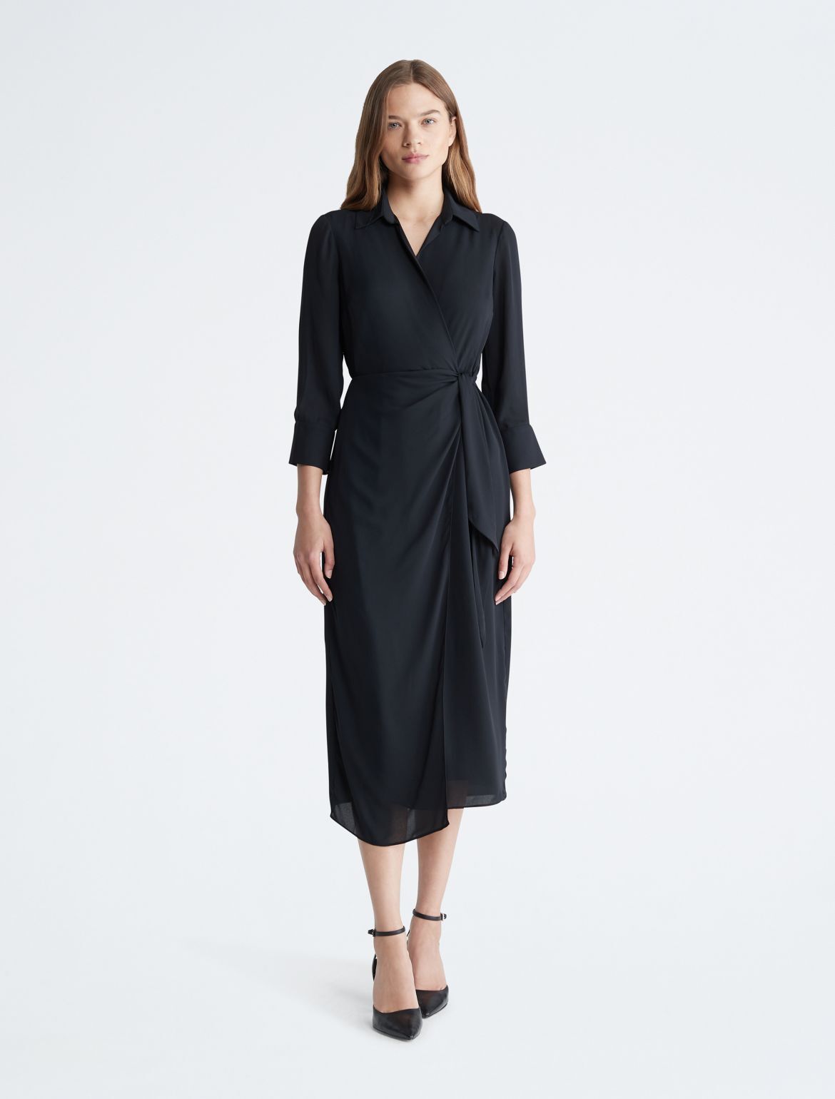 Calvin Klein Women's Wrap Maxi Dress - Black - 12