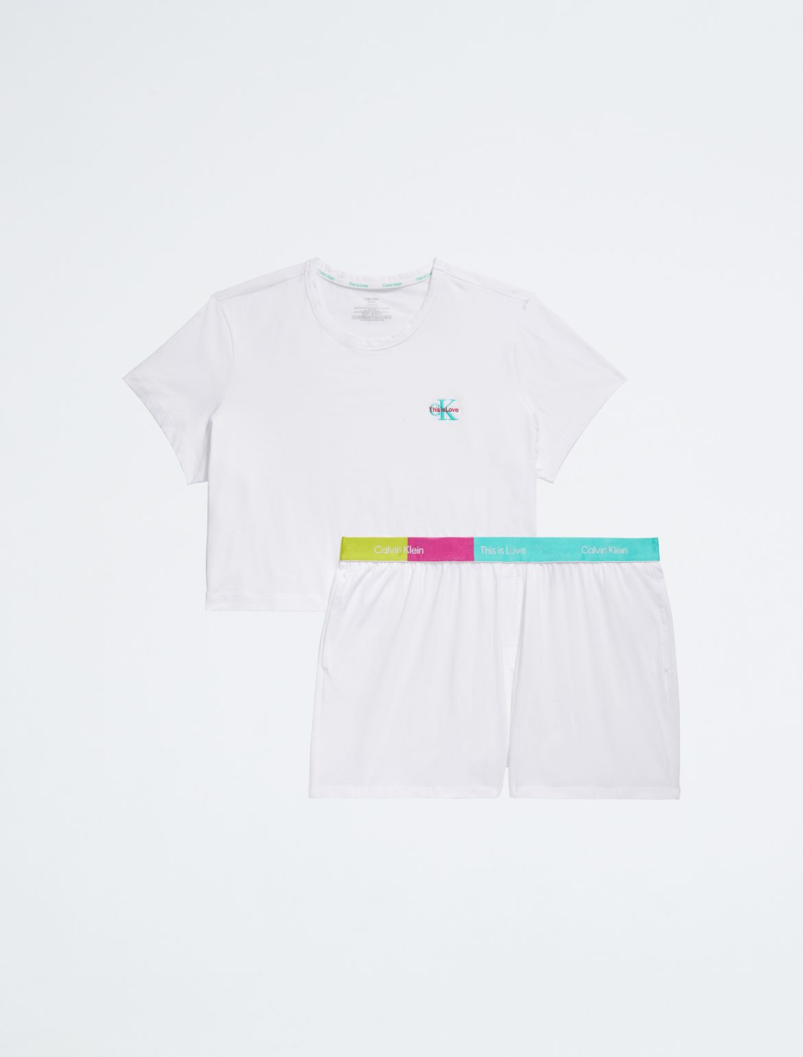 Calvin Klein Women's Pride This Is Love Plus Size Sleep T-Shirt + Shorts Set - White - 3X