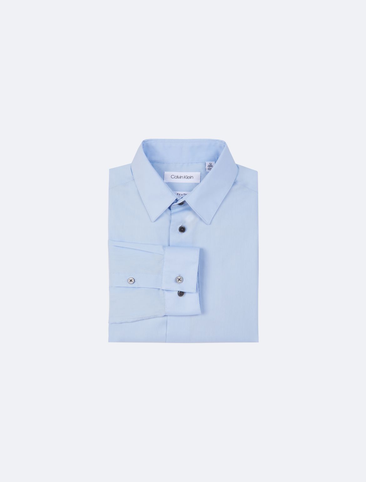 Calvin Klein Boys' Boys Solid Stretch Poplin Classic Button-Down Shirt - Blue - 8
