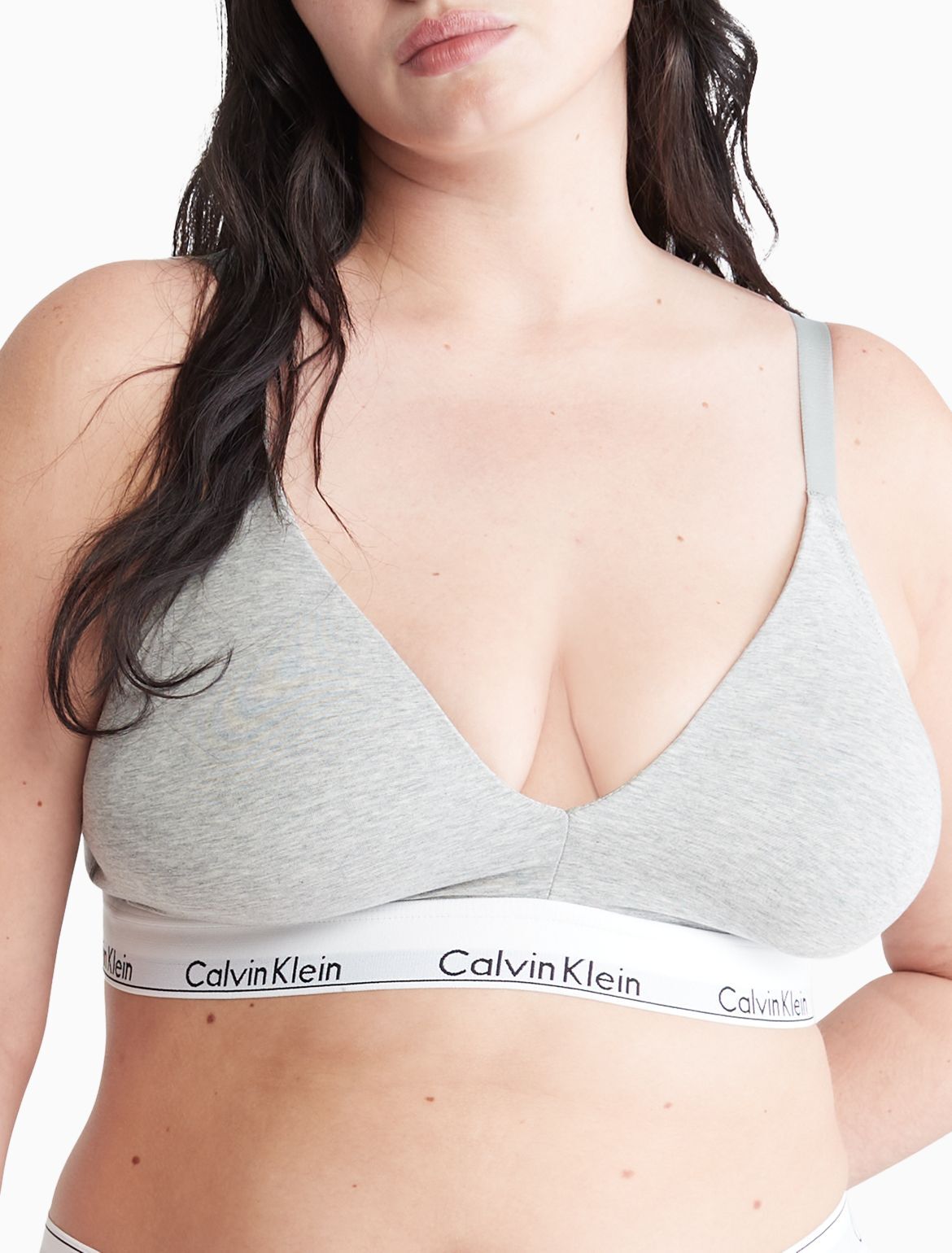 Calvin Klein Women's Modern Cotton Plus Lightly Lined Triangle Bralette - Grey - 2X