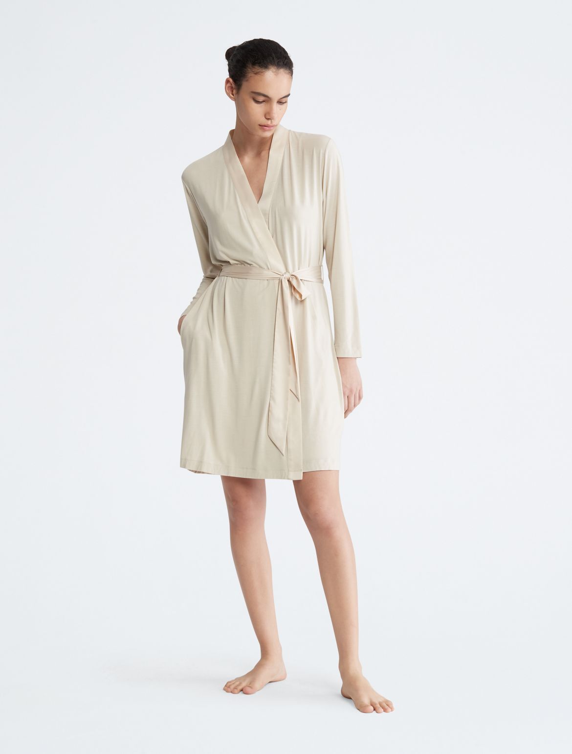 Calvin Klein Women's Modal Satin Sleep Robe - Neutral - M-L