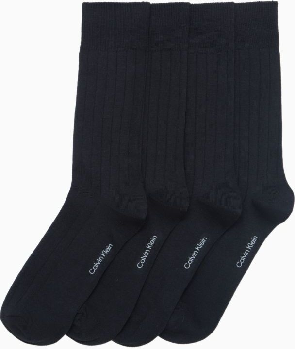 Calvin Klein Men's Ribbed Logo 4-Pack Dress Socks - Black