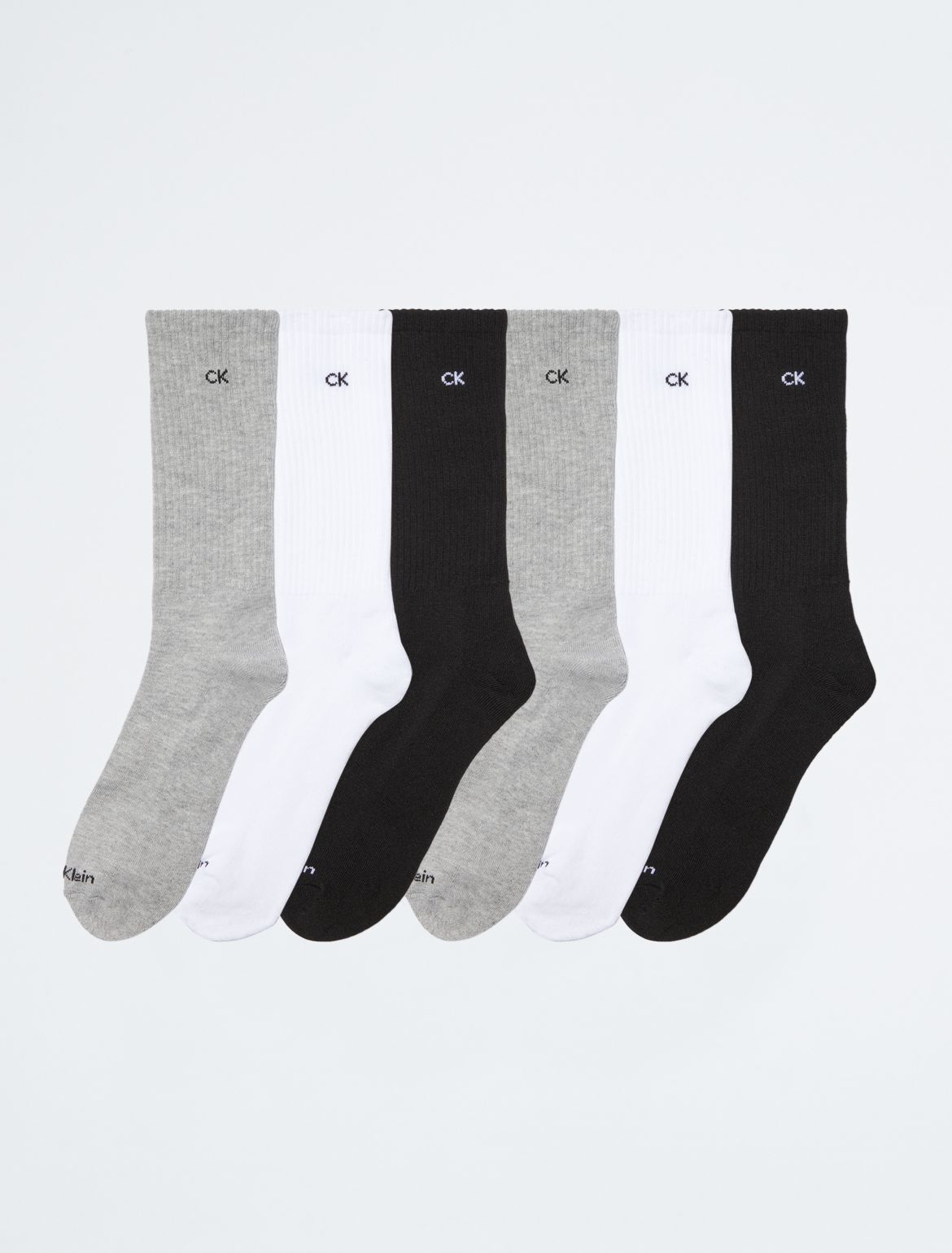 Calvin Klein Men's Cushion 6 Pack Crew Socks - Grey