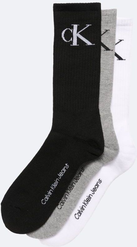 Calvin Klein Men's Monogram Logo Cushion 3-Pack Crew Socks - Black