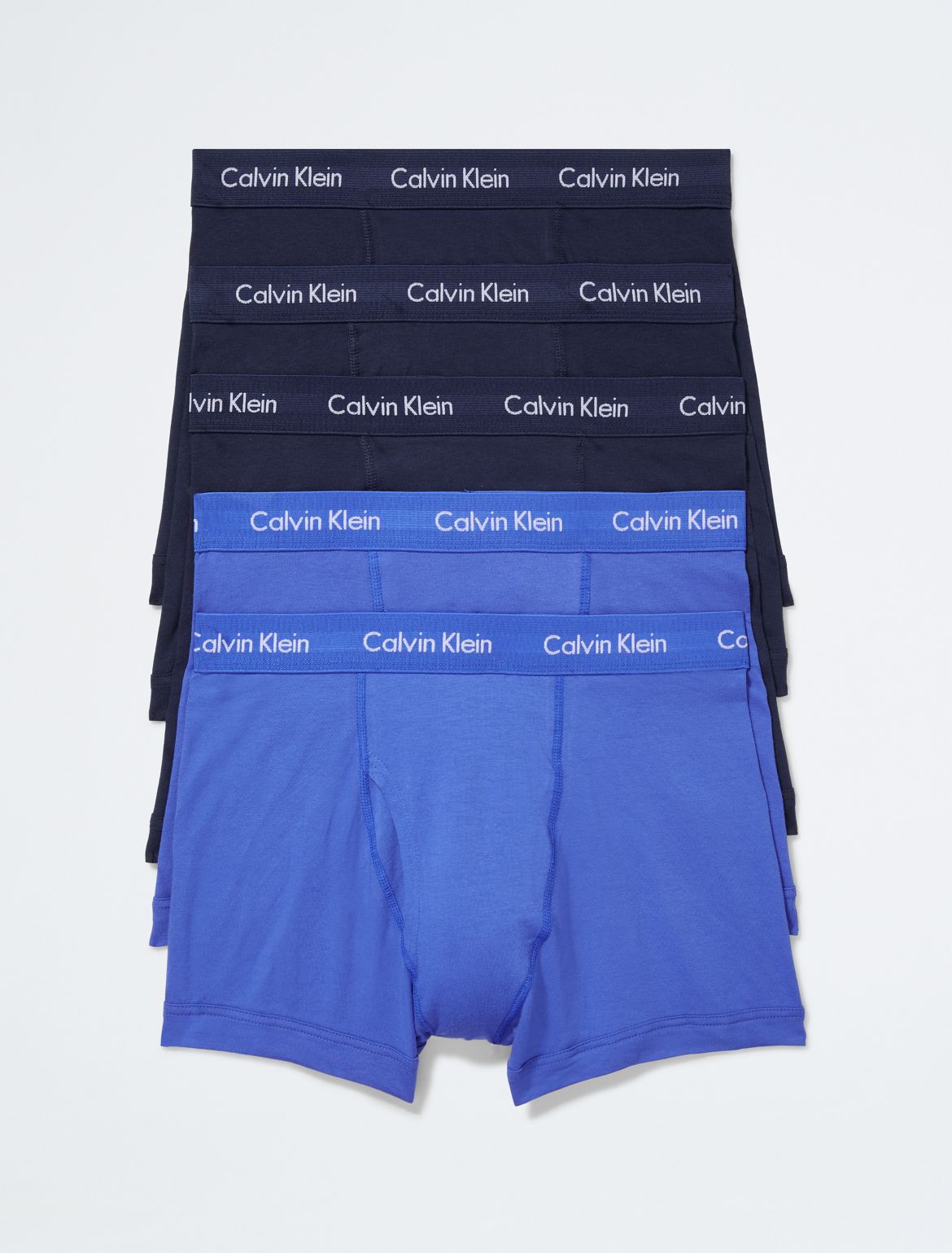 Calvin Klein Men's Cotton Stretch 5-Pack Trunk - Blue - S