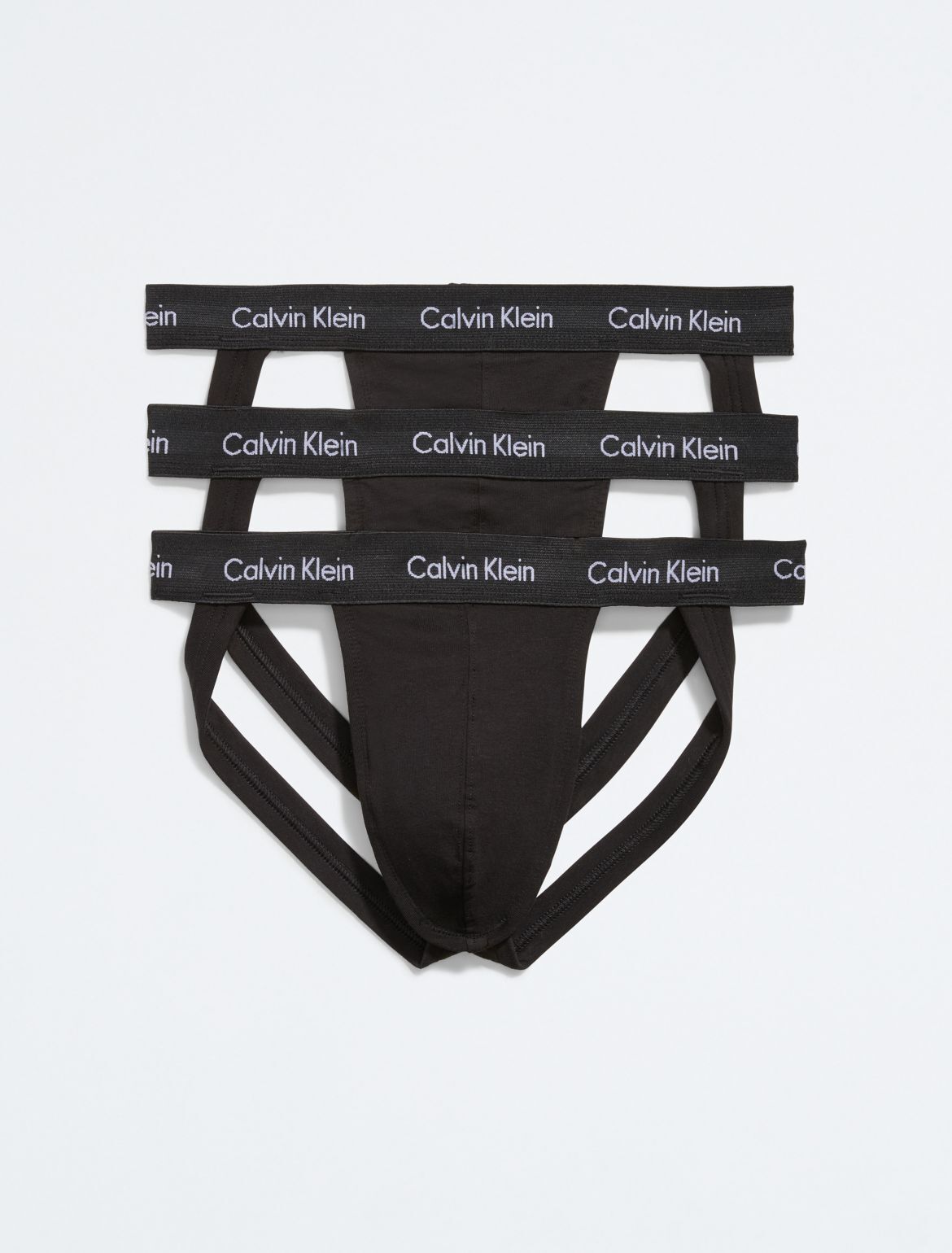 Calvin Klein Men's Cotton Stretch 3-Pack Jock Strap - Black - XL