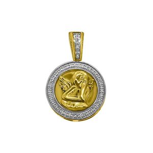 HipHopBling 10K Gold .10cttw Diamond Cherub Angel Micro Medallion