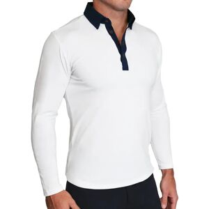 StateLiberty "The Akers" White with Navy Accents Long Sleeve Polo