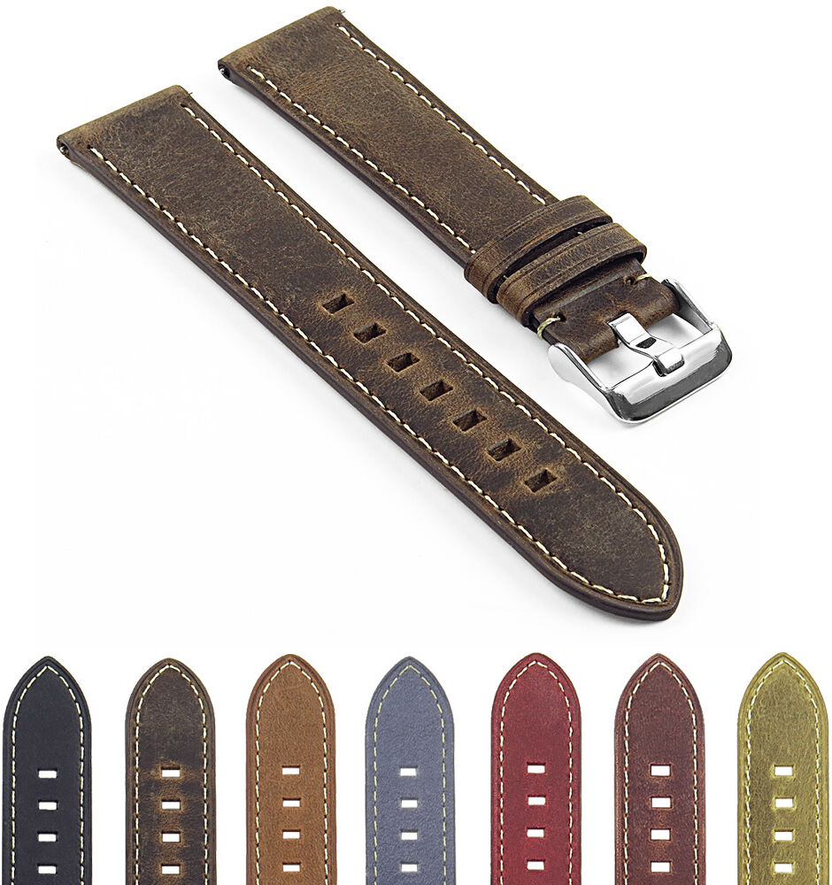 Strapsco DASSARI Vintage Italian Leather Strap for LG G Watch W100 & G Watch R W110