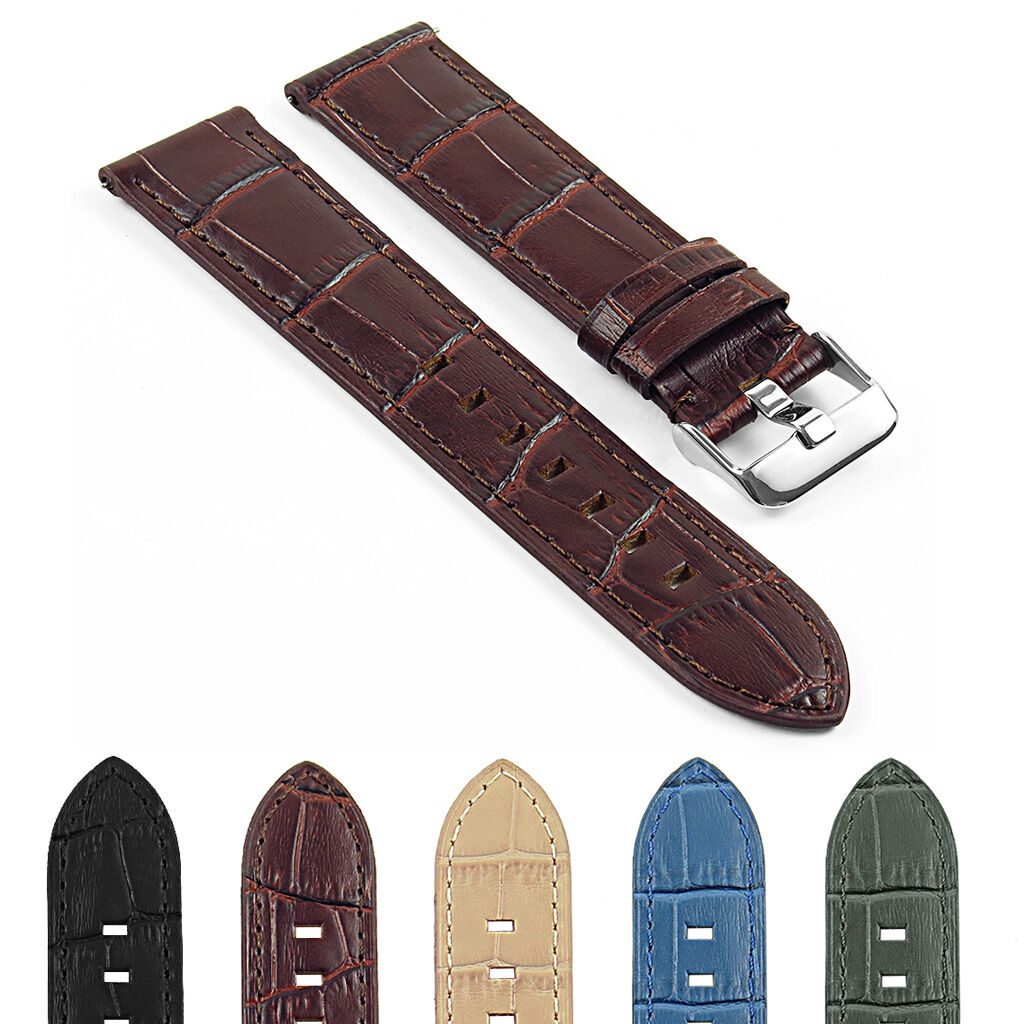 Strapsco DASSARI Croc Embossed Italian Leather Strap for LG G Watch W100 & G Watch R W110