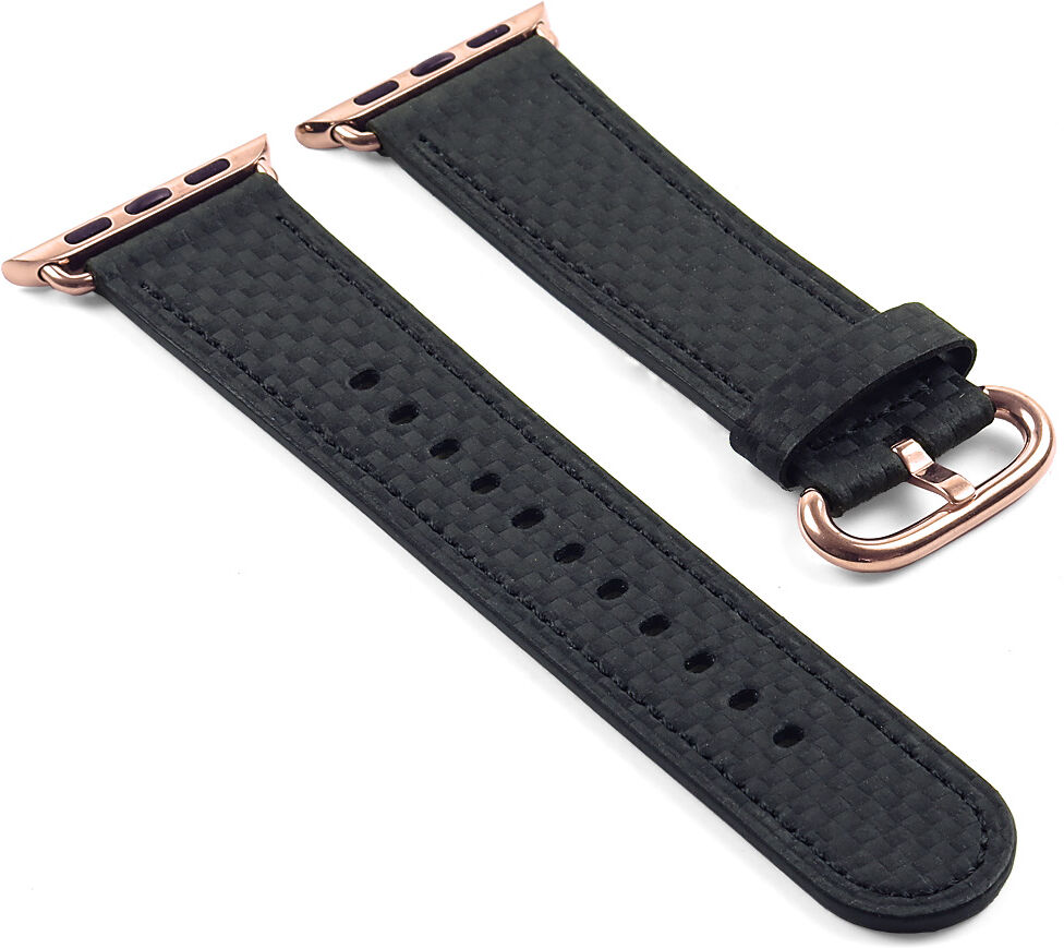 Strapsco DASSARI Carbon Fiber Strap for Apple Watch w/ Rose Gold Buckle