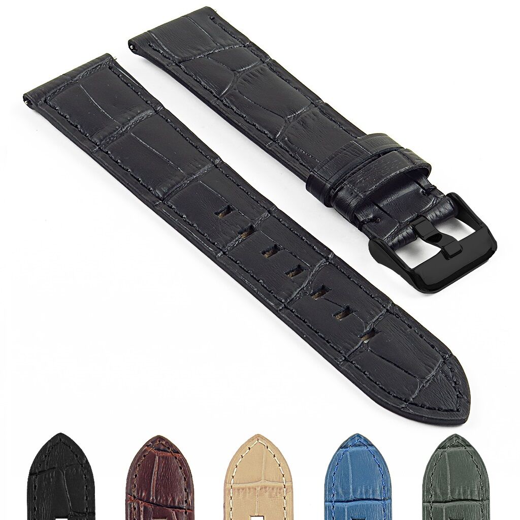 Strapsco DASSARI Crocodile Embossed Italian Leather Strap for Samsung Gear S3 Frontier
