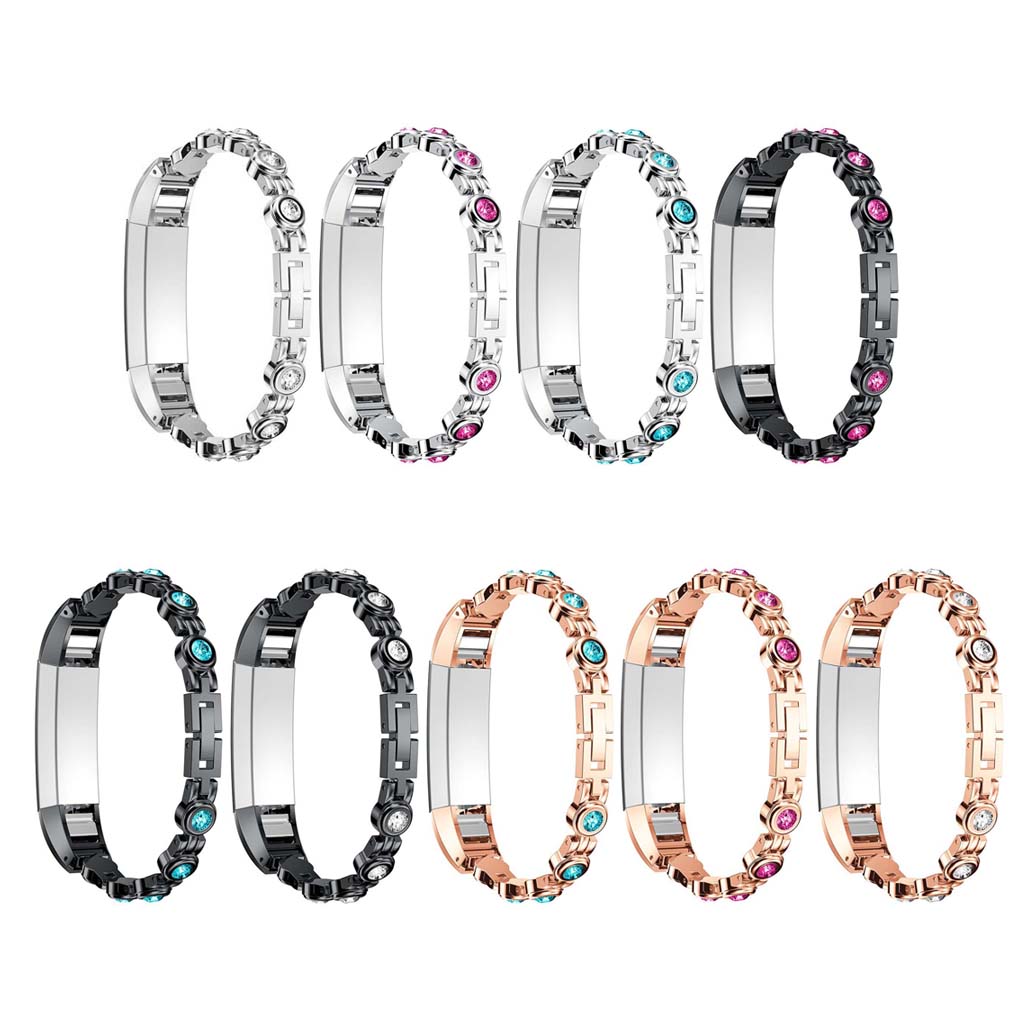 Strapsco Stainless Steel & Rhinestones Bracelet for Fitbit Alta & HR