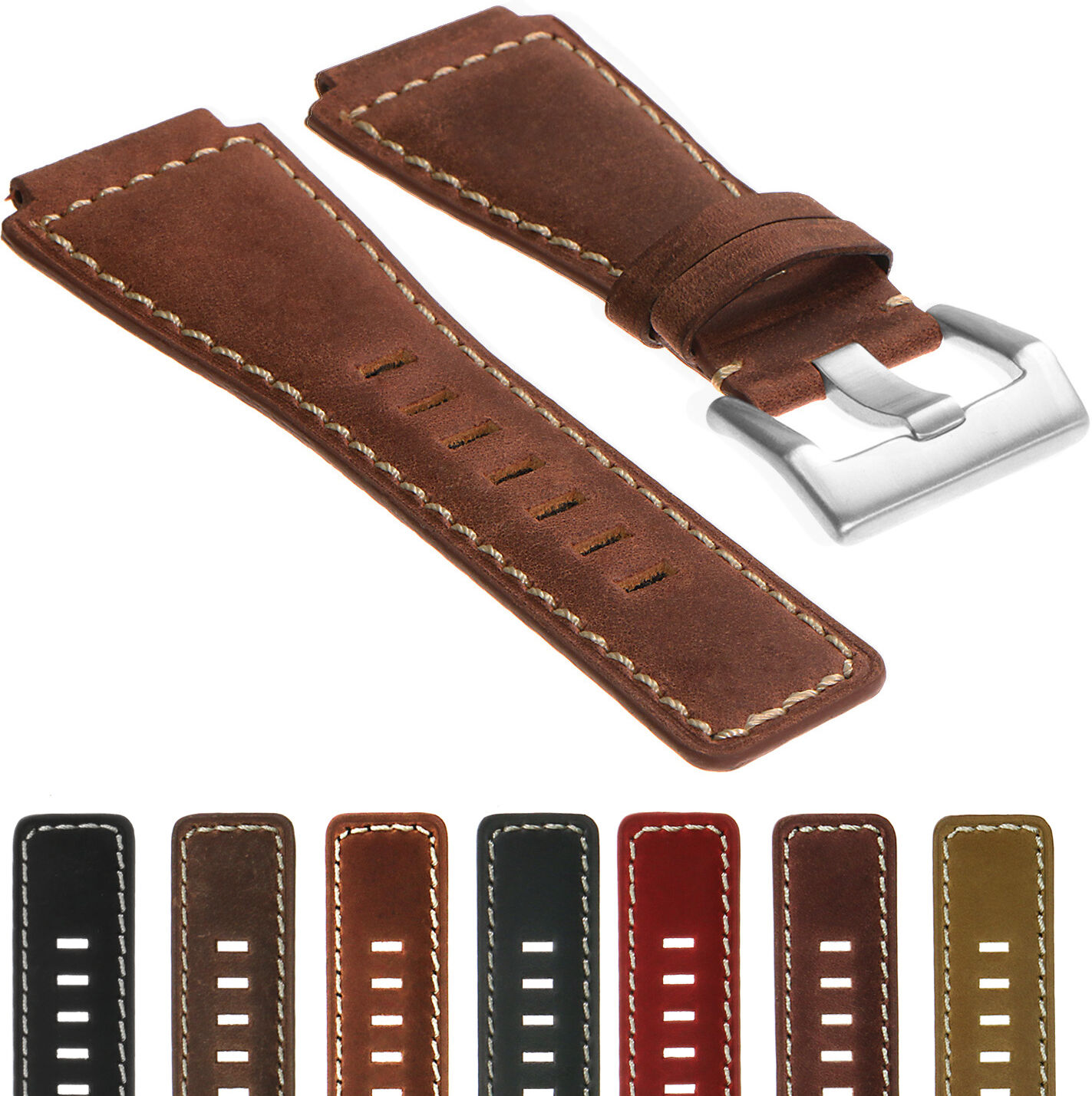 Strapsco DASSARI Vintage Leather Strap for Bell & Ross