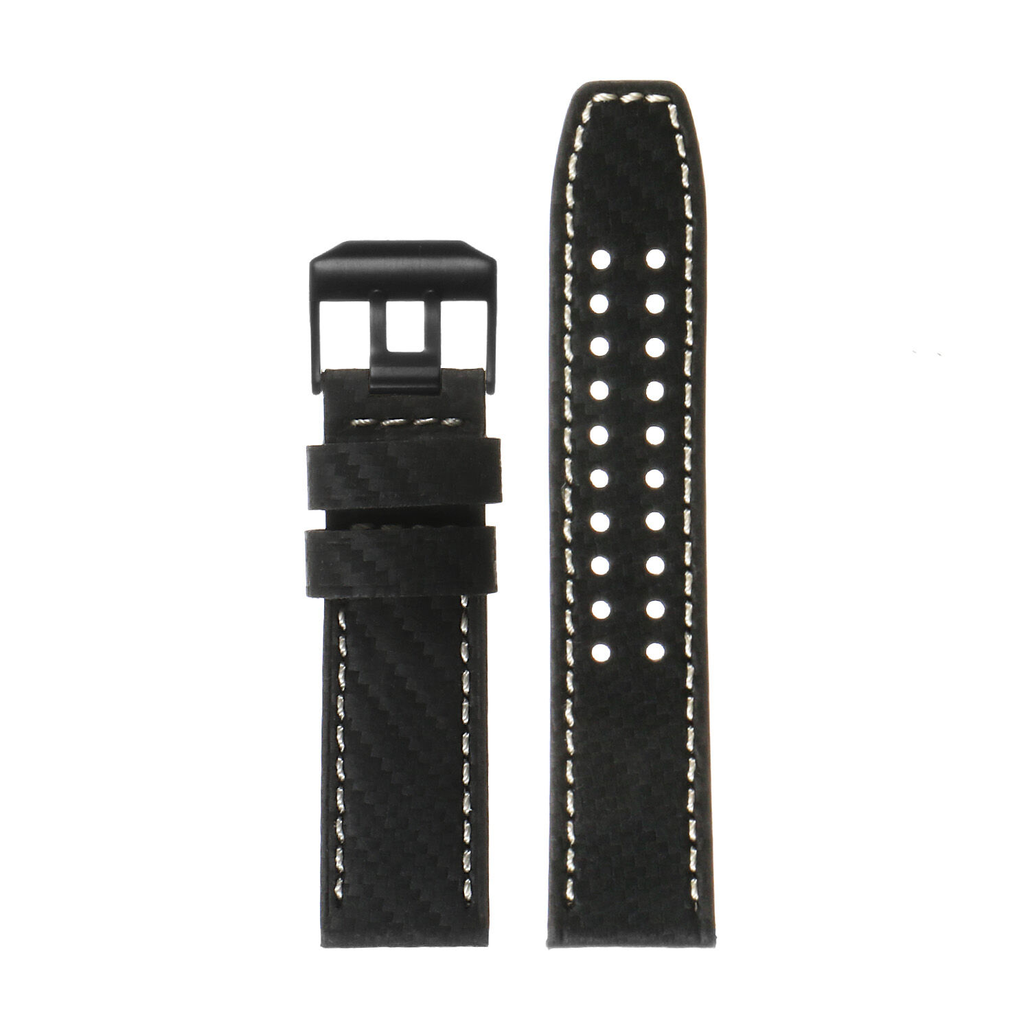Strapsco DASSARI 23mm Carbon Fiber Watch Strap for Luminox Evo with Matte Black Buckle