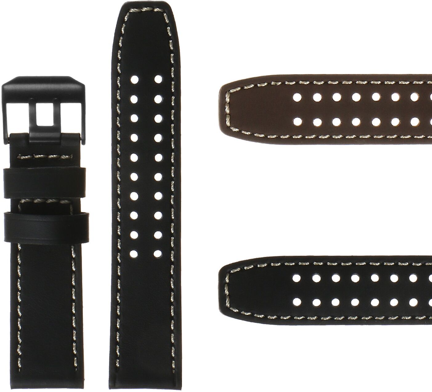 Strapsco DASSARI 23mm Leather Watch Strap for Luminox Evo with Matte Black Buckle