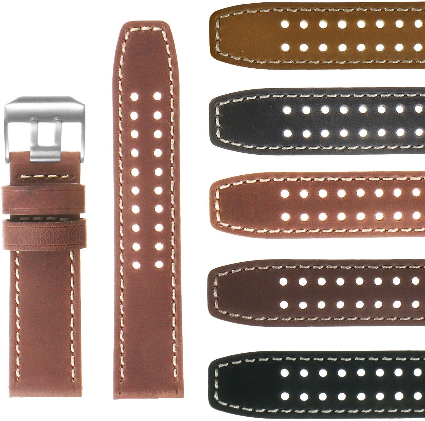 Strapsco DASSARI 23mm Vintage Leather Watch Strap for Luminox Evo