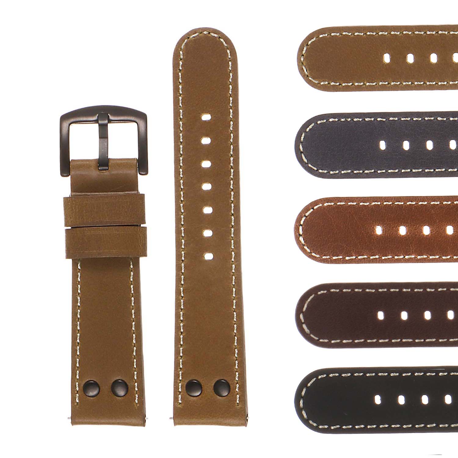 Strapsco DASSARI Vintage Leather Pilot Watch Band for Samsung Gear Sport