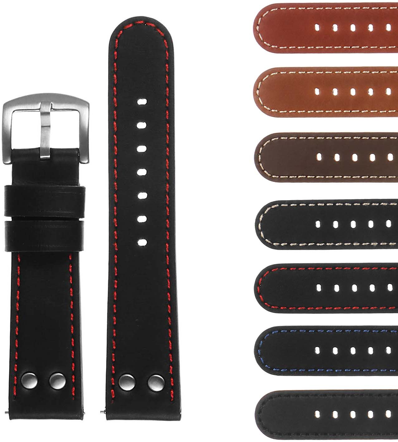 Strapsco DASSARI Pilot Leather Watch Band for Samsung Gear S3 Classic