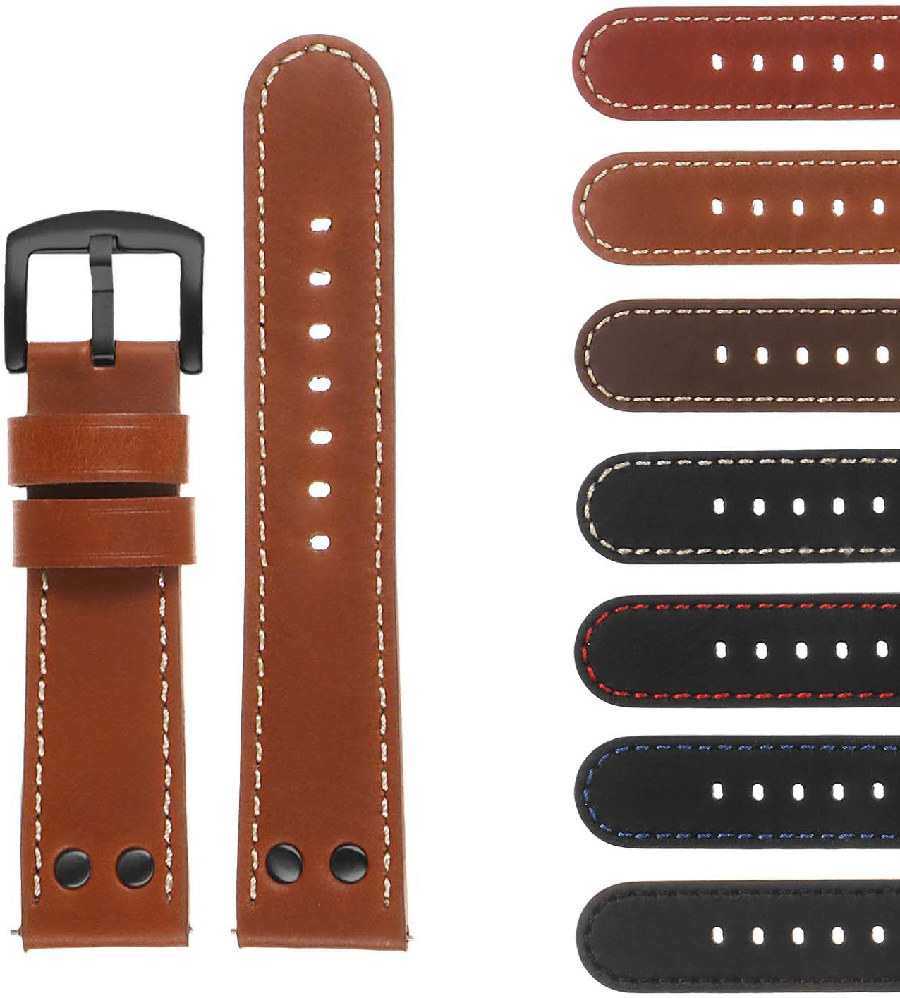 Strapsco DASSARI Pilot Leather Watch Band for Samsung Gear Sport