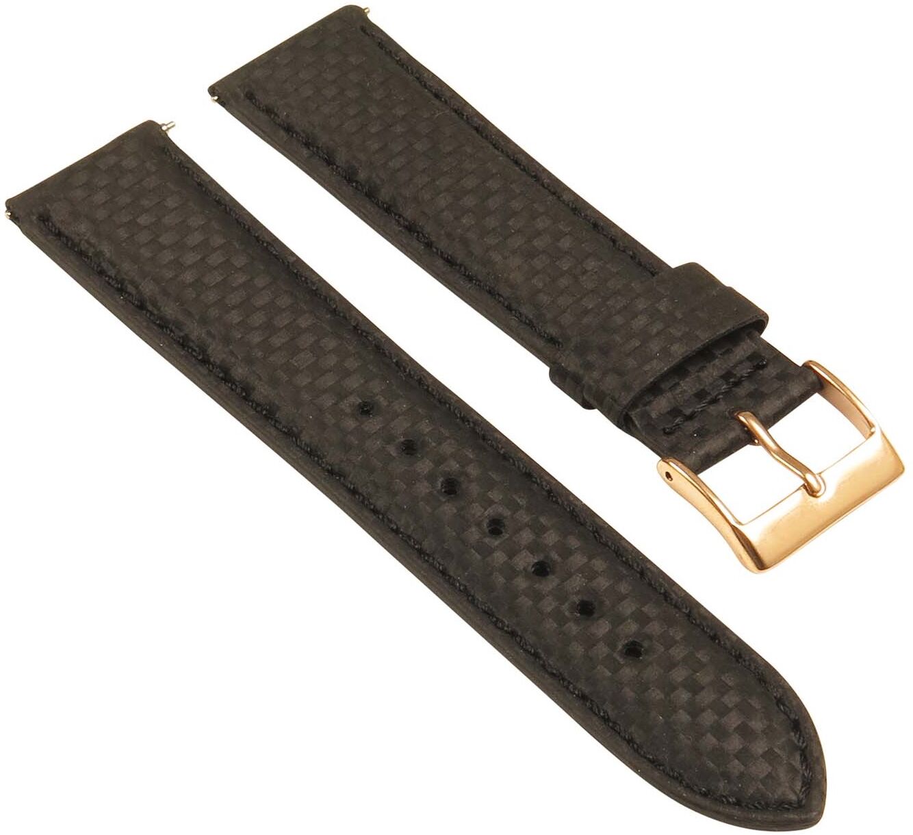 Strapsco Padded Carbon Fiber Strap w/ Rose Gold Buckle - Quick Release