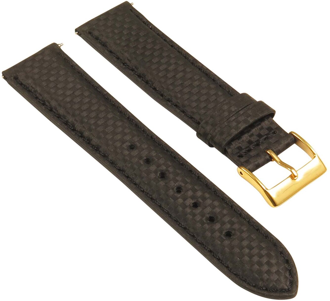 Strapsco Padded Carbon Fiber Strap w/ Yellow Gold Buckle - Quick Release