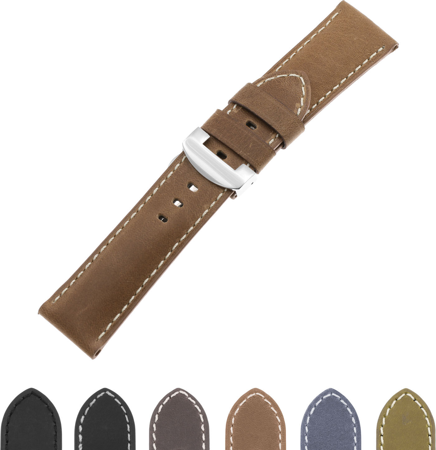 Strapsco DASSARI Vintage Leather Strap Garmin Vivoactive 4