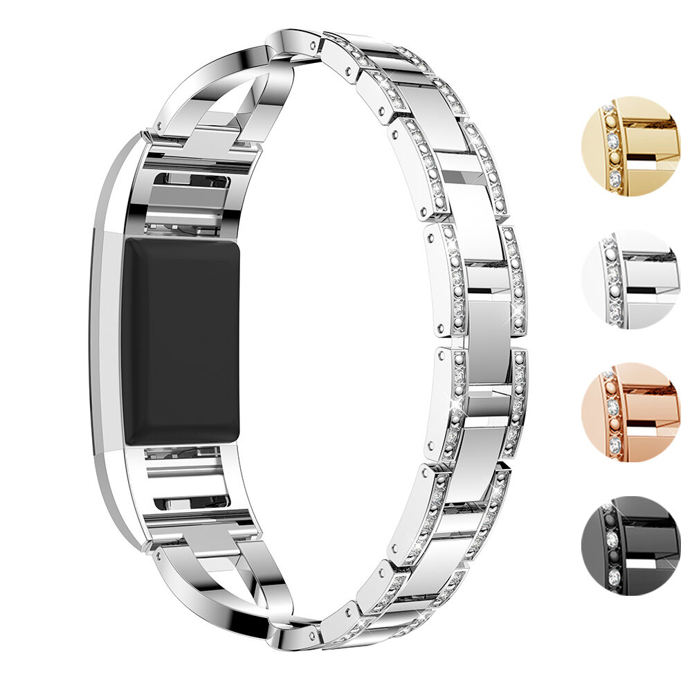 Strapsco Alloy Bracelet with Rhinestones for Fitbit Charge 2