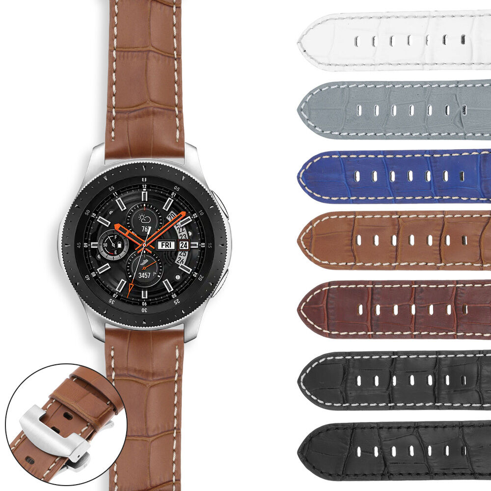 Strapsco DASSARI Croc Leather Strap for Samsung Galaxy Watch (46mm Silver)