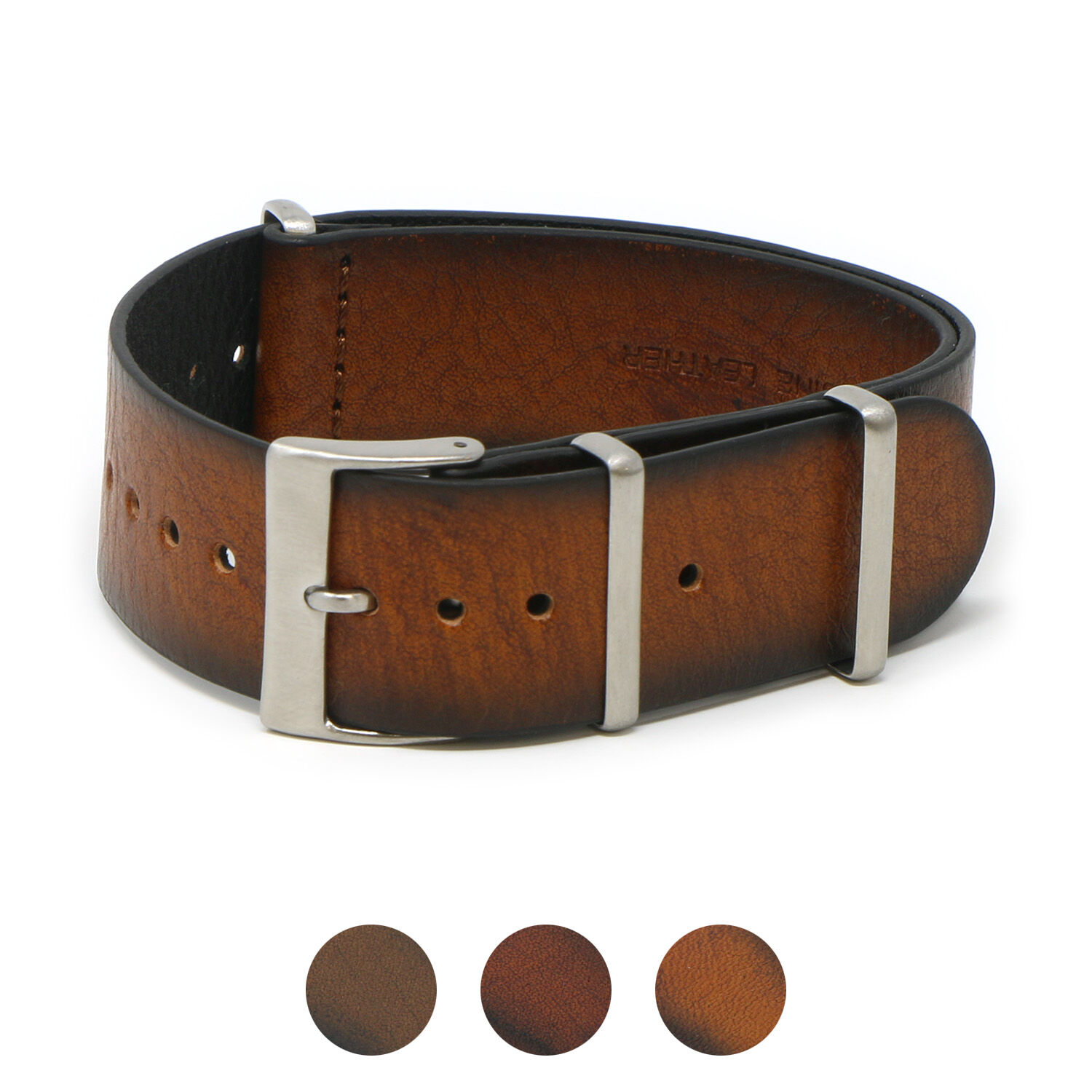 Strapsco DASSARI Woodland II Vintage Leather NATO Strap