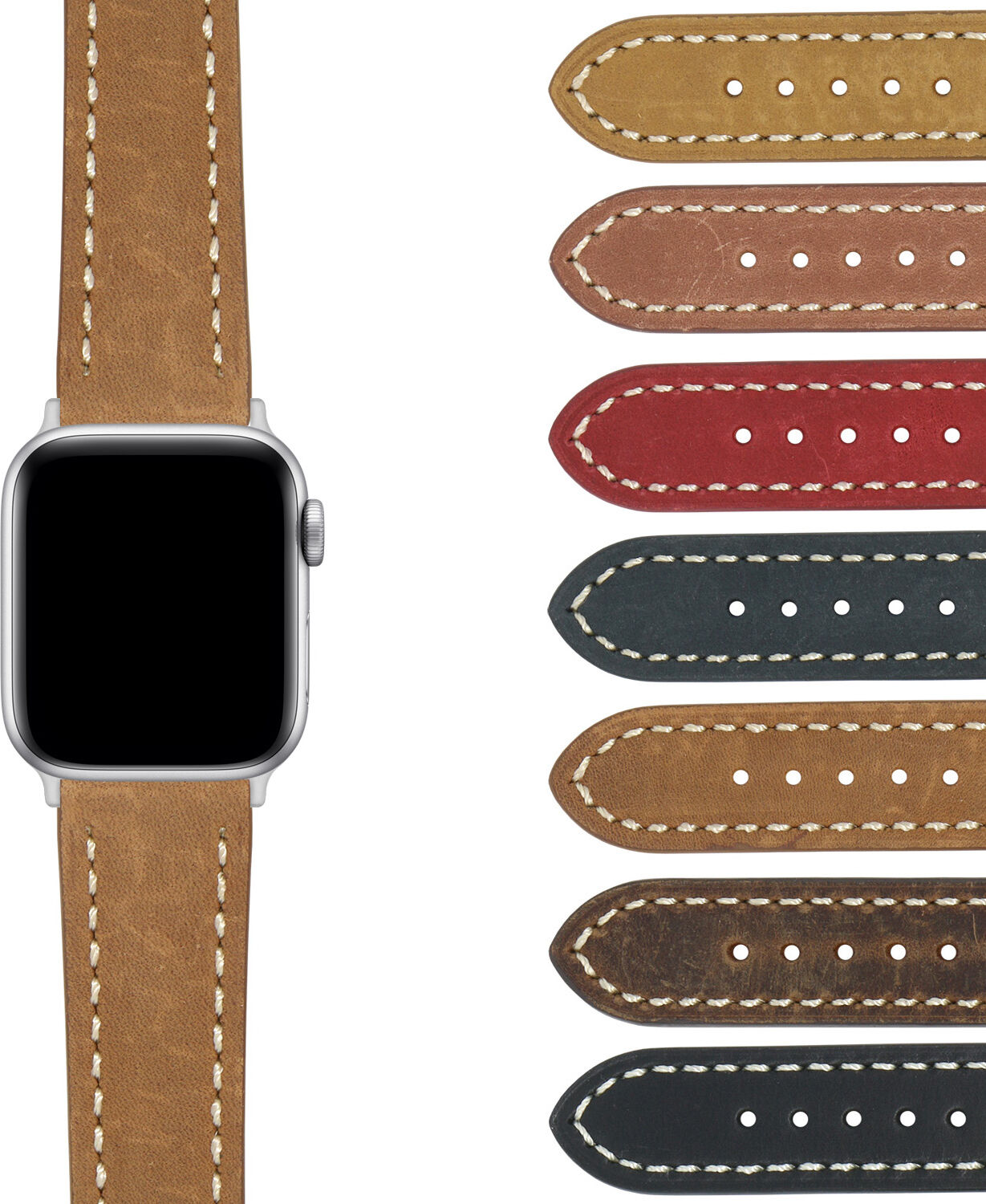 Strapsco Vintage Leather Strap (Short, Standard, Extra Long) for Apple Watch