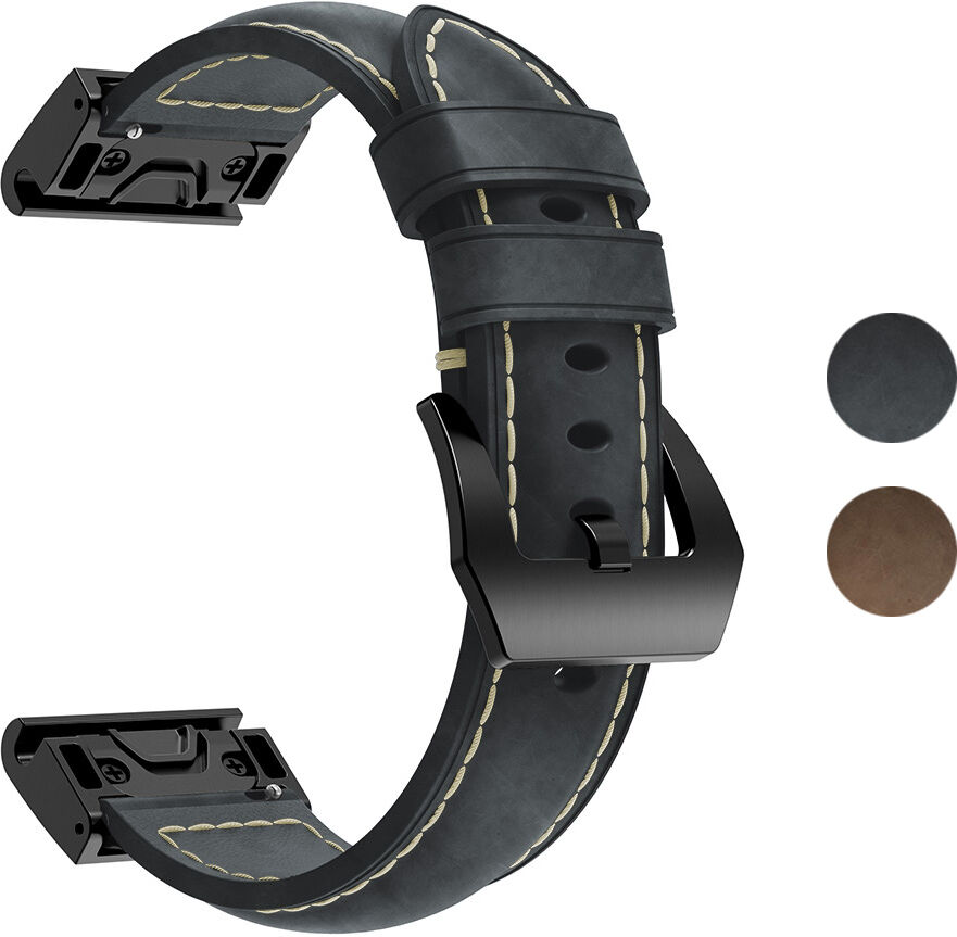 Strapsco Leather Strap for Garmin Fenix 3 / 3 HR / 5X / 5X Plus / 6X