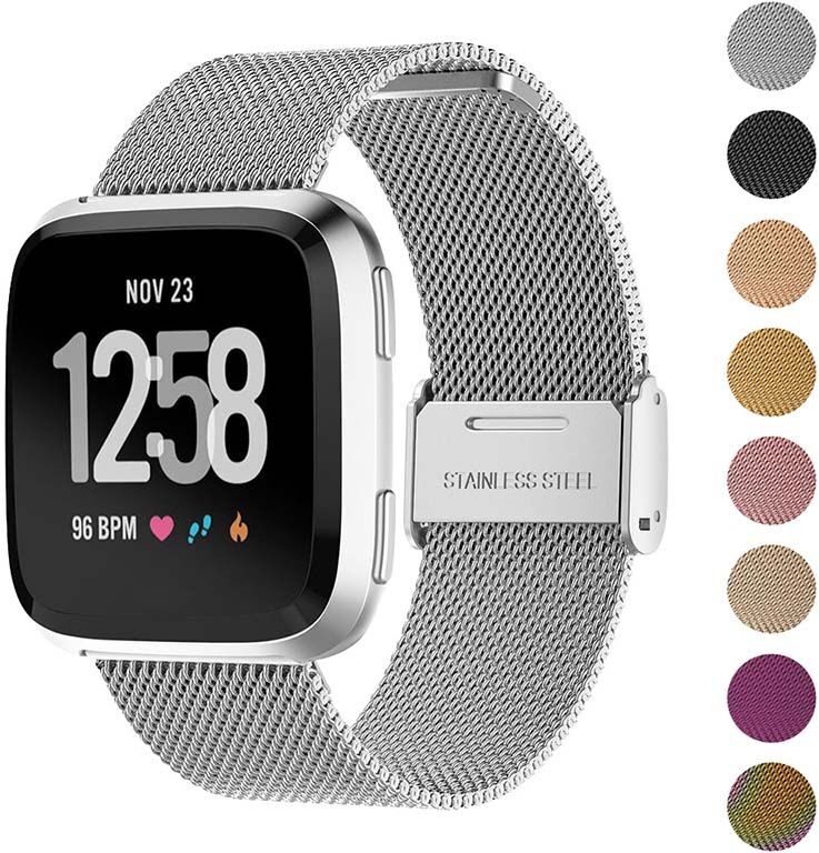 Strapsco Milanese Mesh Band for Fitbit Versa & Versa 2