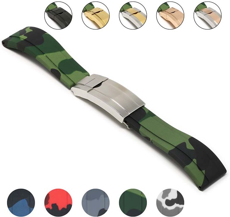 Strapsco Camo Rubber Replacement Strap for Rolex Submariner