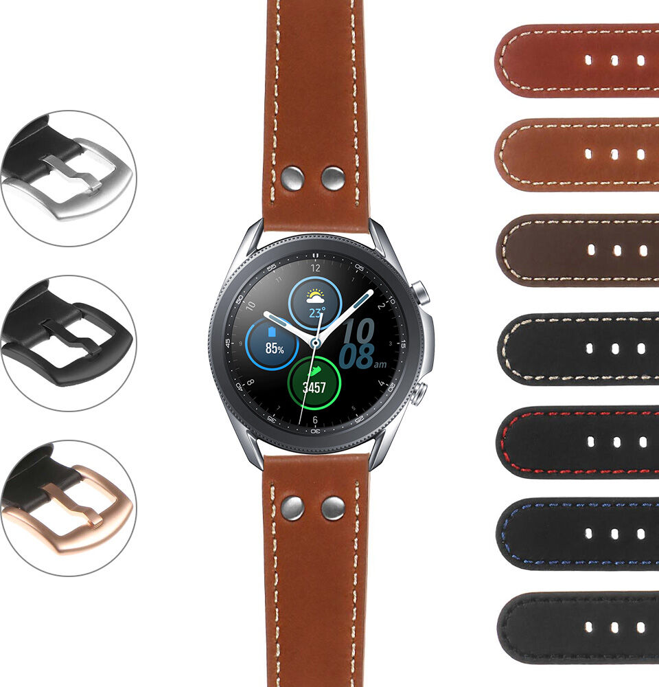 Strapsco DASSARI Leather Pilot Strap w/ Rivets Samsung Galaxy Watch 3