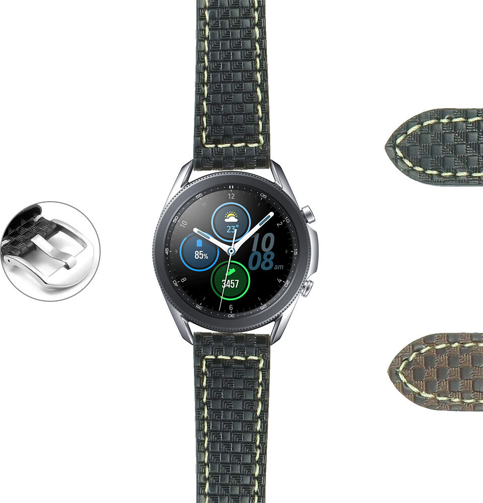 Strapsco DASSARI Azure Carbon Fiber Leather Strap for Samsung Galaxy Watch 3