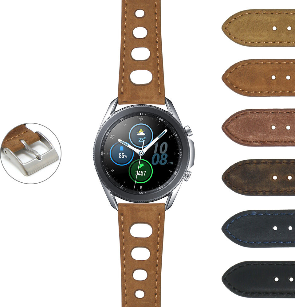 Strapsco DASSARI Distressed Leather Rally Strap for Samsung Galaxy Watch 3