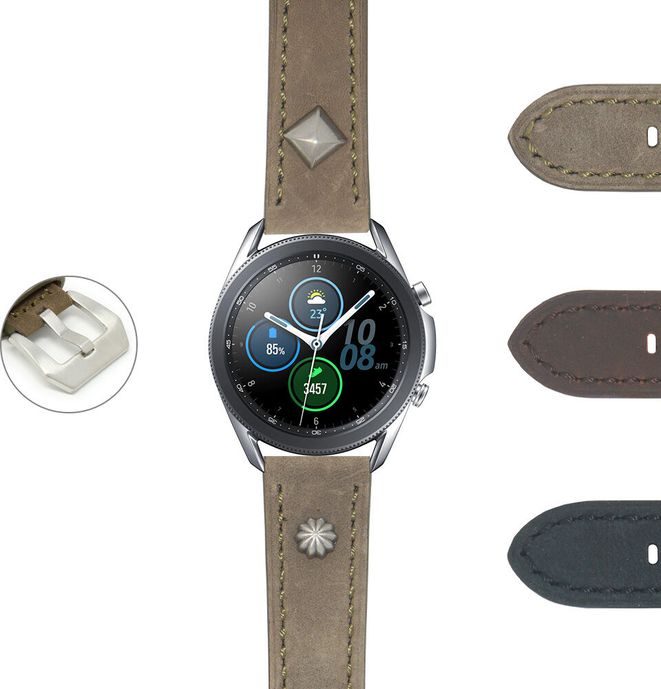 Strapsco Vintage Military Rivet Strap for Samsung Galaxy Watch 3