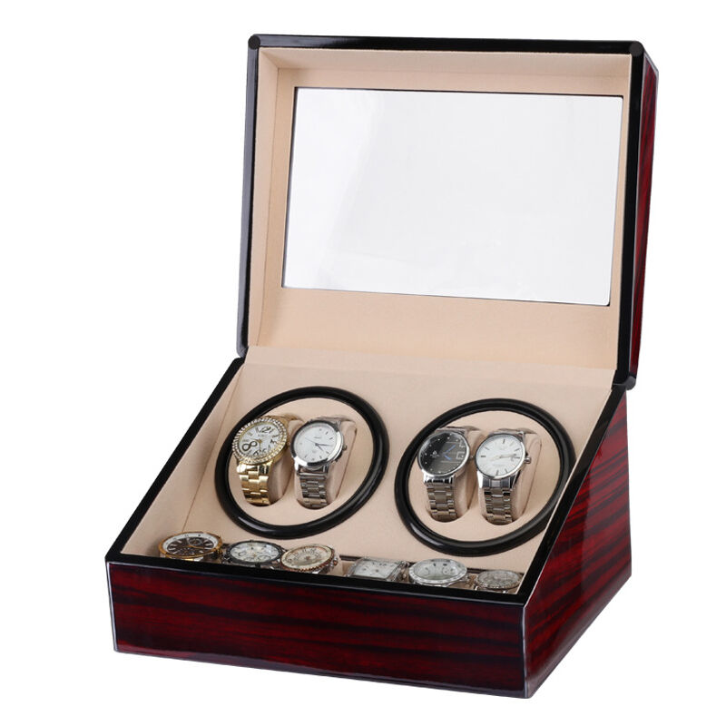 Strapsco Mahogany Watch Winder for 4 Watches