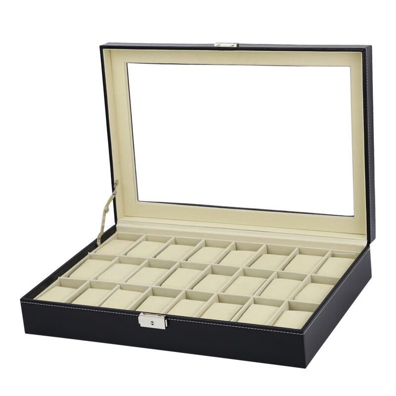 Strapsco Black Watch Box for 24 Watches