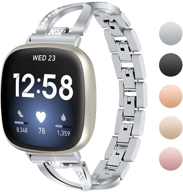 Strapsco Jewelry Bracelet with Rhinestones for Fitbit Versa 3