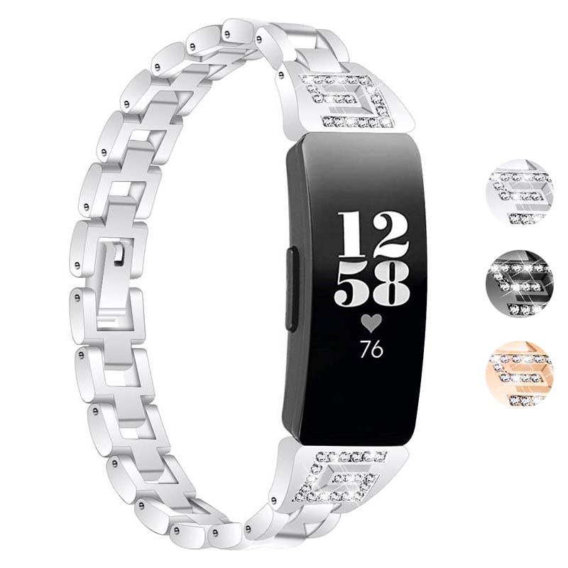 Strapsco Alloy Link Band with Rhinestones for Fitbit Inspire 2
