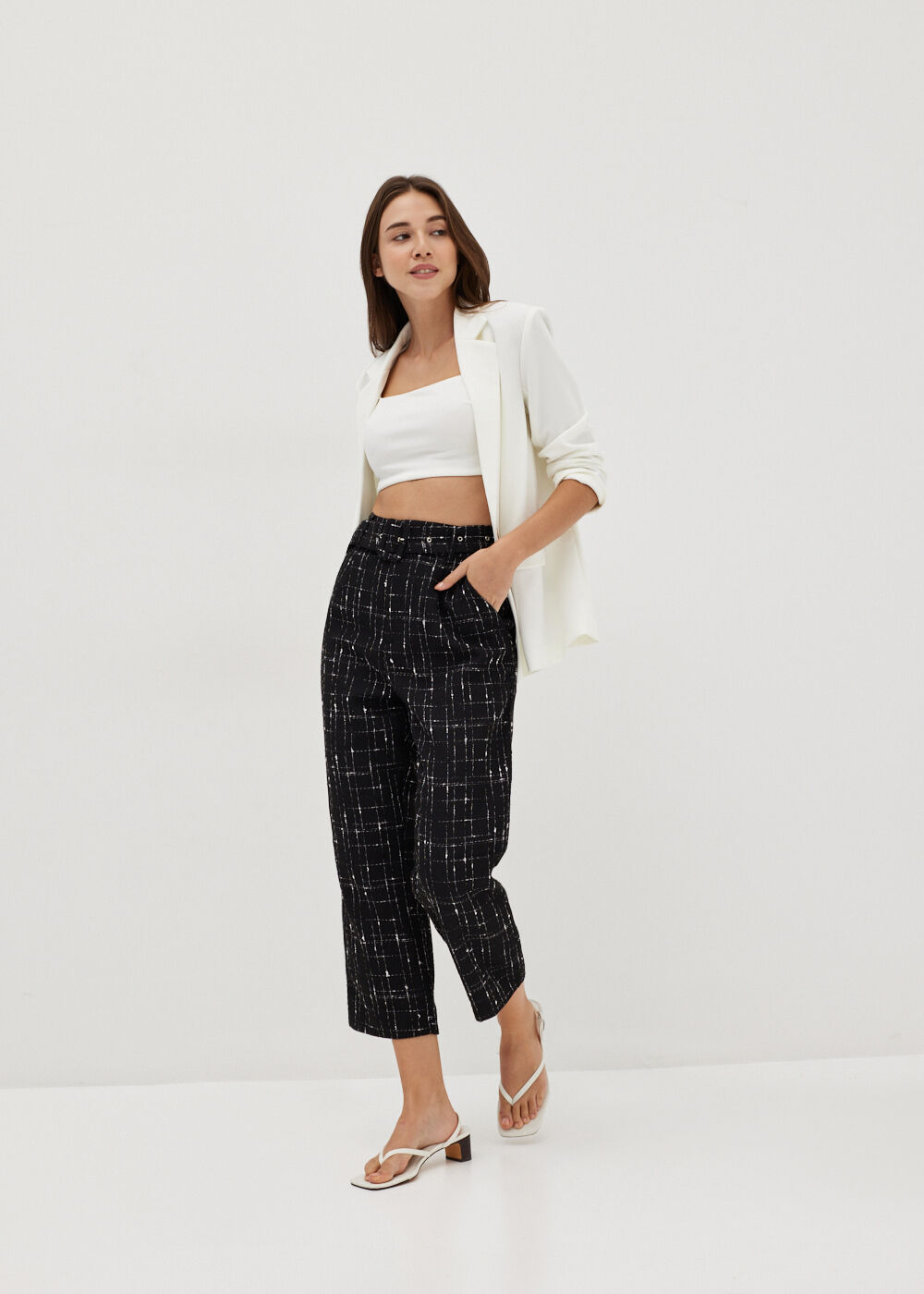 Love, Bonito Audrie Tweed Tailored Peg Leg Pants-014-XS