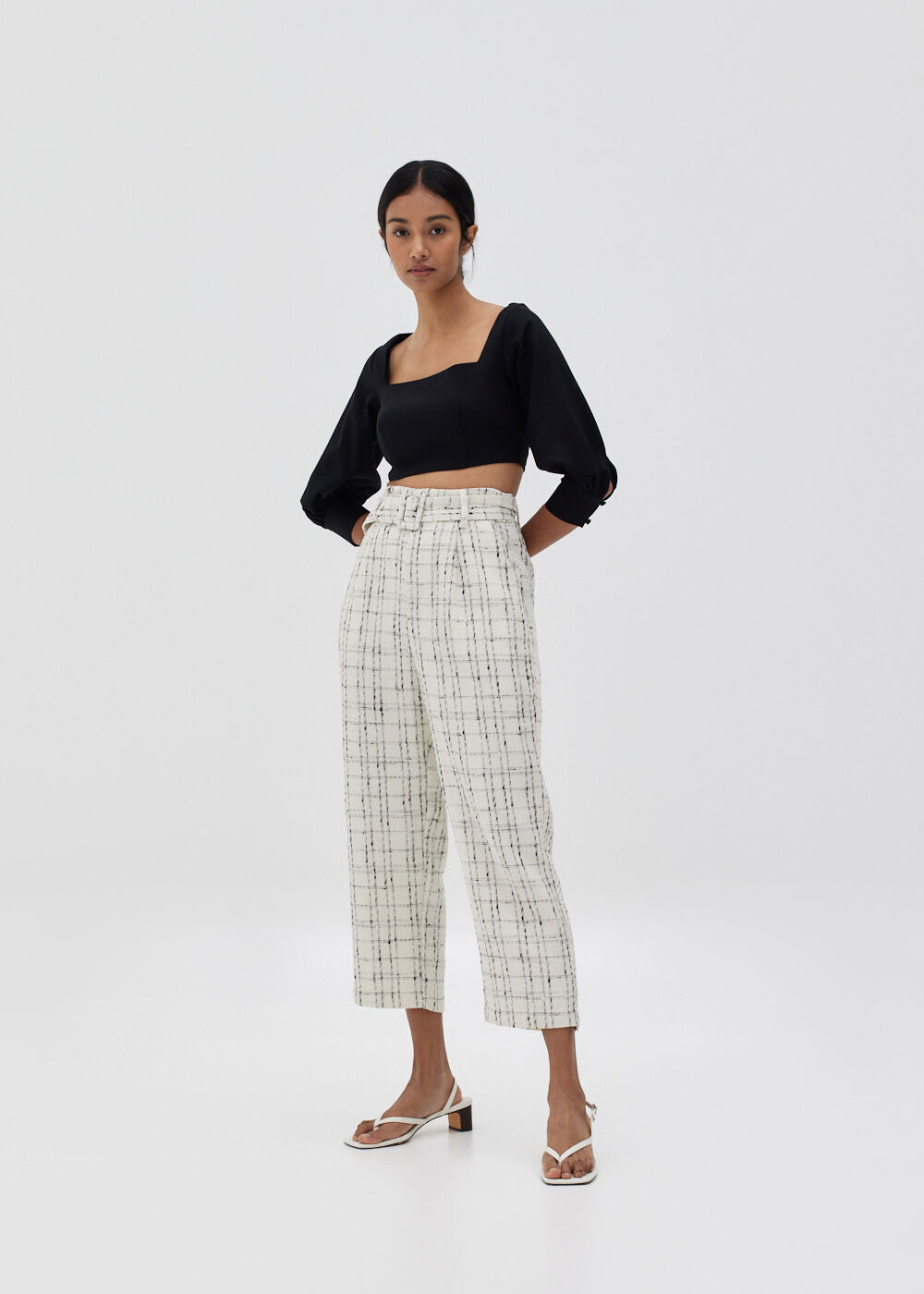 Love, Bonito Audrie Tweed Tailored Peg Leg Pants-031-M