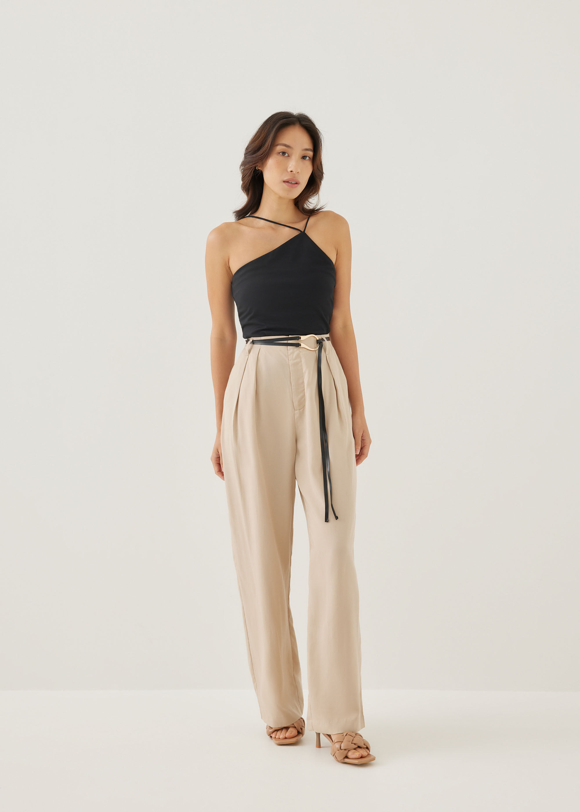 Love, Bonito Mathia Tailored Pleated Straight Leg Pants-043-L - Female - Beige