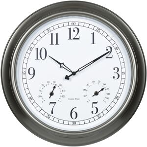LaCrosse 18-inch Atomic Outdoor Clock with Temp and Humidity - Silver