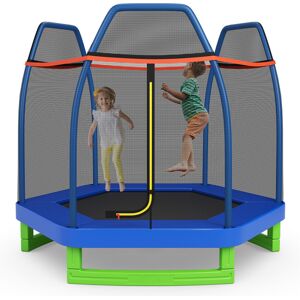 GoPlus Costway 7' Kids Bounce Jumper Trampoline with Enclosure - Green